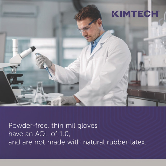 KIMBERLY-CLARK PROFESSIONAL Kimtech™ 53137 STERLING Nitrile Exam Gloves, Powder-Free, X-Small, 3.5 mil Thick, 12" Long, Sterling Gray, 100/Box