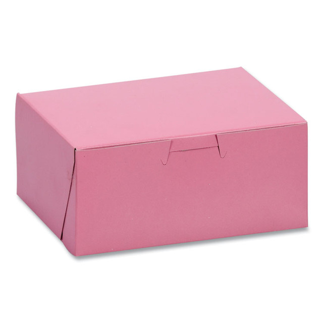 SOUTHERN CHAMPION TRAY SCT® 0803 Pink One-Piece Non-Window Bakery Box, 6 x 4.5 x 2.75, Pink, Paper, 250/Carton