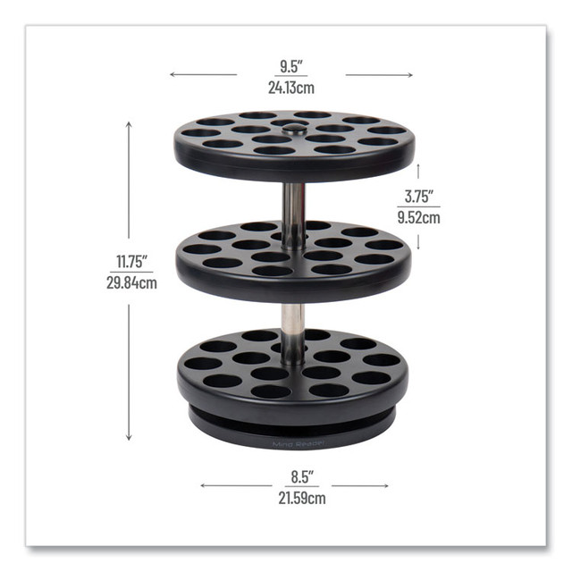 EMS MIND READER LLC PODSUS45BLK Anchor Collection 3-Tier Single Serve Pod Carousel Countertop Organizer, 9.5 x 9.5 x 11.75, Black