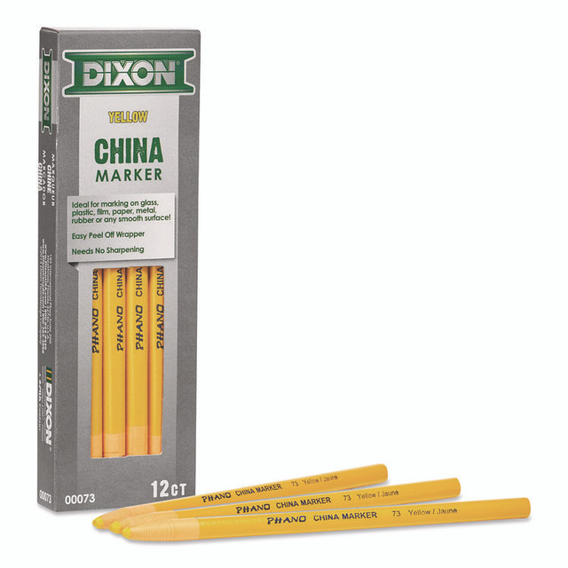 DIXON TICONDEROGA CO. 000730002 China Marker, 0.37" x 7", Yellow, 12/Pack