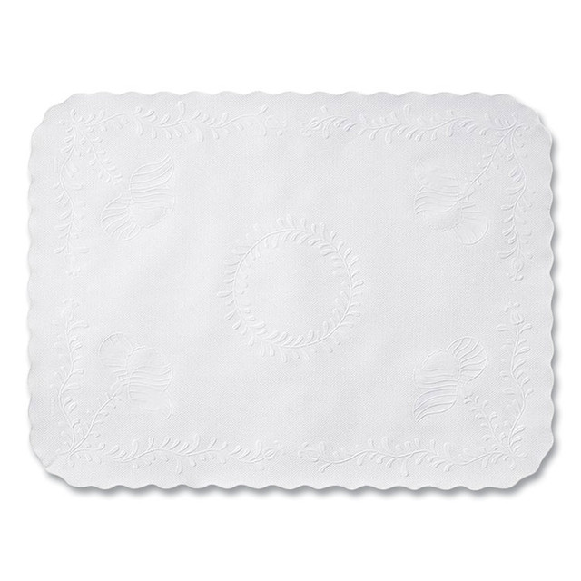 HOFFMASTER TC8704462 Scalloped Edge Traymat, Anniversary Embossed Surface, 19" x 14", White, 2,000/Carton