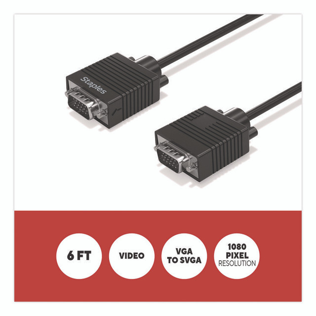 STAPLES BRANDS GROUP TECH ST62470 SVGA to VGA Cable, 6 ft, Black