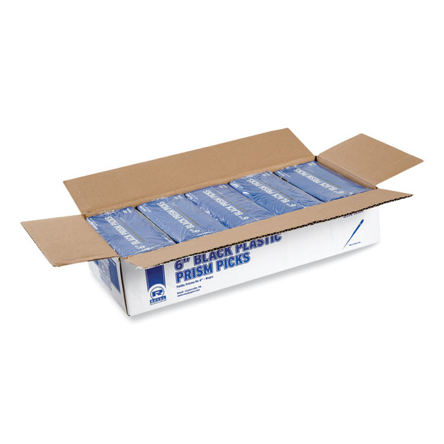 AMERCAREROYAL RP149-6BK Prism Picks, Plastic, 6", Black, 500/Box, 5 Boxes/Carton