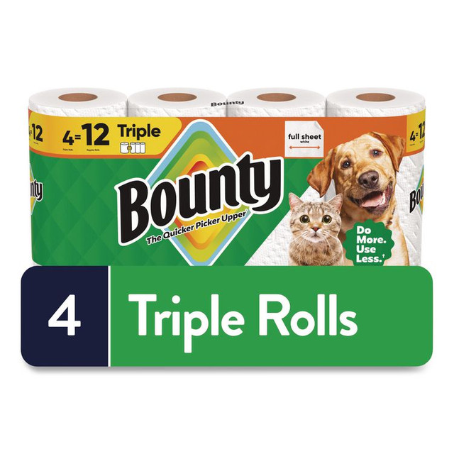 PROCTER & GAMBLE Bounty® 16007 Kitchen Roll Paper Towels, 2-Ply, White, 10.5 x 11, 75 Sheets/Roll, 4 Triple Rolls/Pack, 6 Packs/Carton