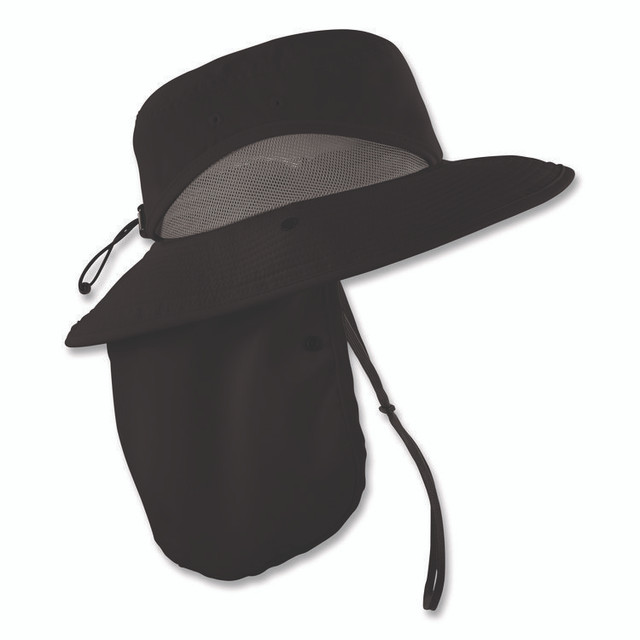 TENACIOUS HOLDINGS, INC. ergodyne® 12726 Chill-Its 8934 Ranger Hat with Neck Shade, Microfiber/Polyester, Large/X-Large, Black