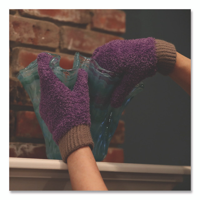 CHAGRINOVATIONS TidyUps TU68026 Microfiber Dusting Gloves, Purple with Black Cuffs, 4 Gloves