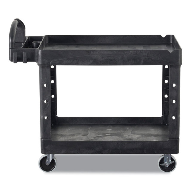 RUBBERMAID COMMERCIAL PROD. 4520-10 BLA BRUTE Heavy-Duty Utility Cart with Lipped Shelves, Plastic, 2 Shelves, 500 lb Capacity, 25.88" x 45.25" x 37.13", Black