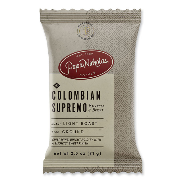 PAPANICHOLAS COFFEE 25182 Premium Coffee, Colombian Supremo, 18/Carton