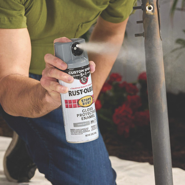 RUST-OLEUM CORPORATION 376872EA Stops Rust 5-in-1 Spray Paint, Satin Coastal Gray, 12 oz Aerosol Can