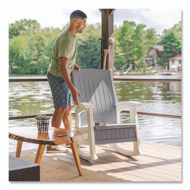 SUNCAST CORPORATION BMRC1020 Rocking Chair with Storage, Supports Up to 375 lb, 17.25" Seat Height, 29.75" x 35" x 40.5", Dove Gray/Ice Cube