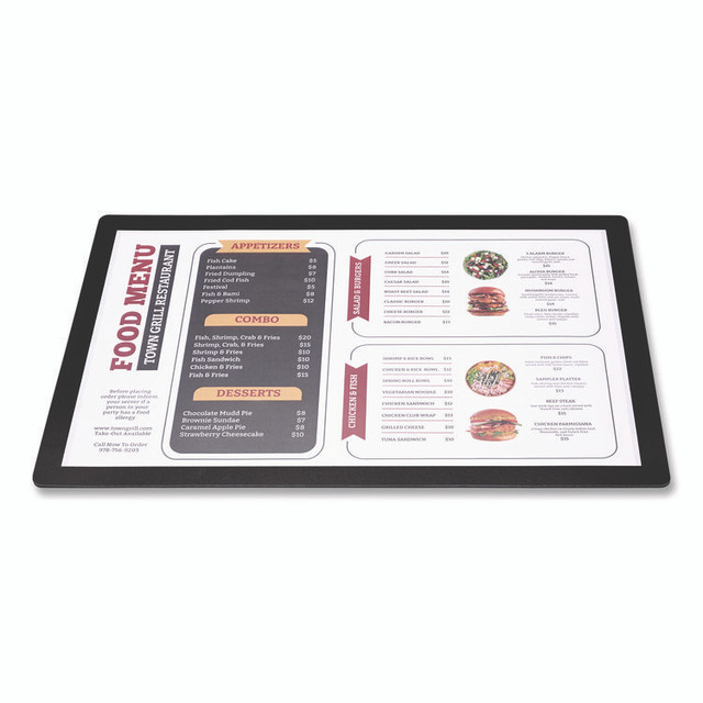 EXCELLO GLOBAL PRODUCTS PLSMENU1117C Menu Holder For 11 x 17 Menus, Landscape Orientation, 18.9 x 12.6 Holder, Clear/Black