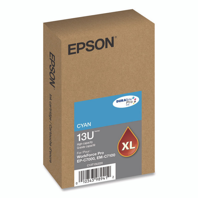 EPSON AMERICA, INC. T13U220 T13U220 (T13U) DURABrite Pro High-Yield Ink, 4,600 Page-Yield, Cyan