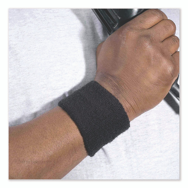 TENACIOUS HOLDINGS, INC. ergodyne® 12402 Chill-Its 6500 Wrist Terry Cloth Sweatband, Cotton Terry, One Size Fits Most, Black