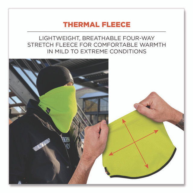 TENACIOUS HOLDINGS, INC. ergodyne® 16961 N-Ferno 6960 Fleece Neck Gaiter, Fleece, One Size Fits Most, Hi-Vis Lime