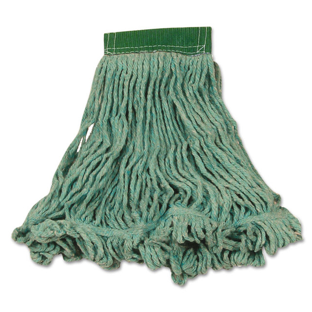 RUBBERMAID COMMERCIAL PROD. D212 GRE Super Stitch Blend Mop Heads, Cotton/Synthetic, Medium, Green, 6/Carton