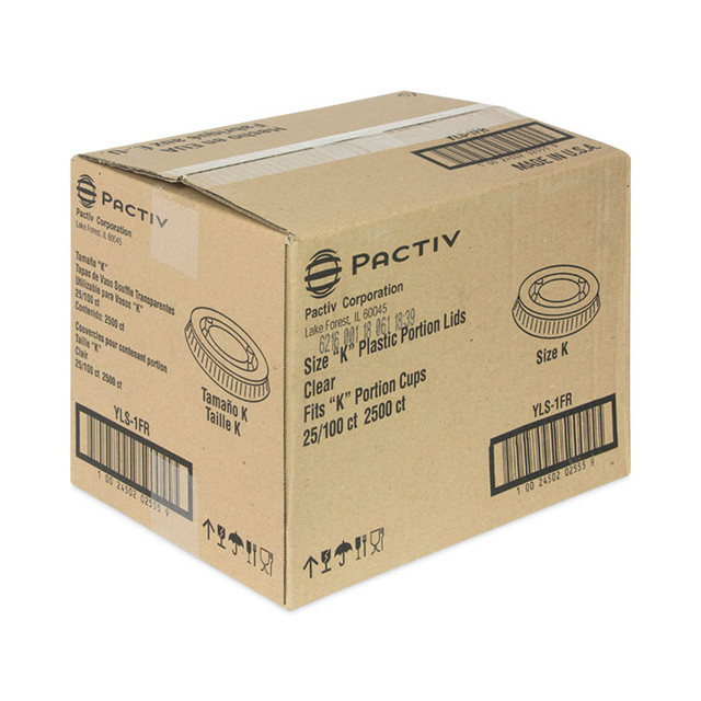 PACTIV EVERGREEN CORPORATION YLS1FR Plastic Portion Cup Lid, Fits 0.5 oz to 1 oz Portion Cups, Clear, 100/Sleeve, 25 Sleeves/Carton