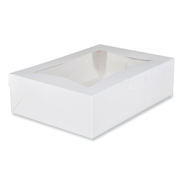 SOUTHERN CHAMPION TRAY SCT® 23093 White Window Bakery Boxes with Tuck-in Lid, 10 x 14 x 4, White, Paper, 100/Carton