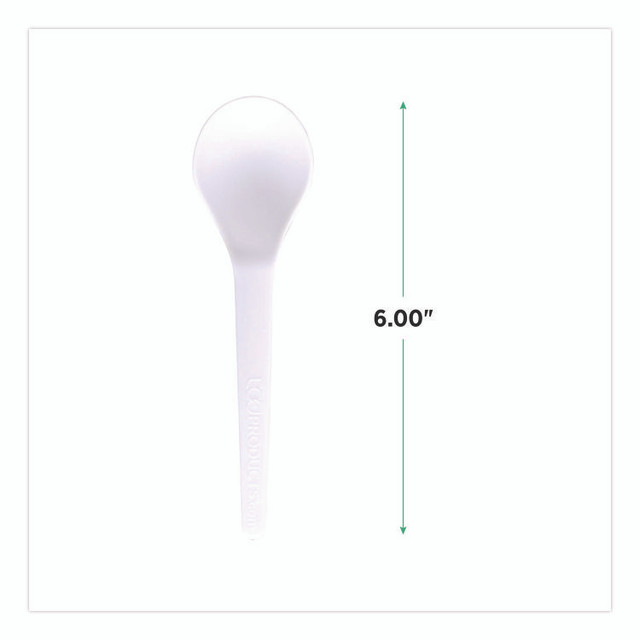 ECO-PRODUCTS,INC. EP-S014 Plantware Compostable Soup Spoon, Heavyweight, Plastic, White, 50/Pack, 20 Packs/Carton