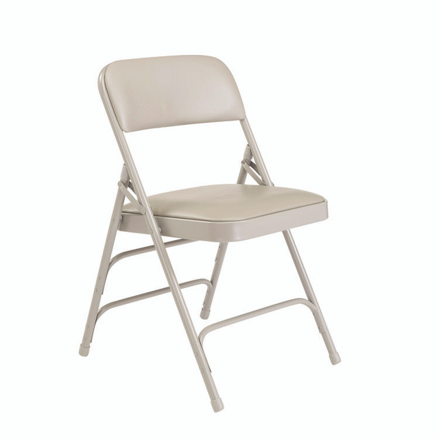NATIONAL PUBLIC SEATING NPS® 1302 1300 Series Premium Vinyl Upholstered Triple Brace Double Hinge Folding Chair, Supports 500 lb, Gray Seat/Back/Base, 4/Pack