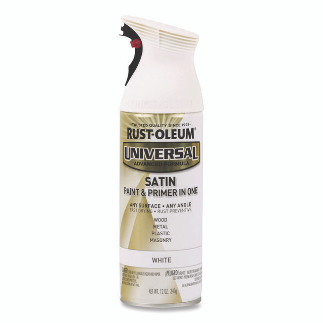 RUST-OLEUM CORPORATION 245210 Universal Premium Spray Paint, Satin White, 12 oz Aerosol Can, 6/Carton