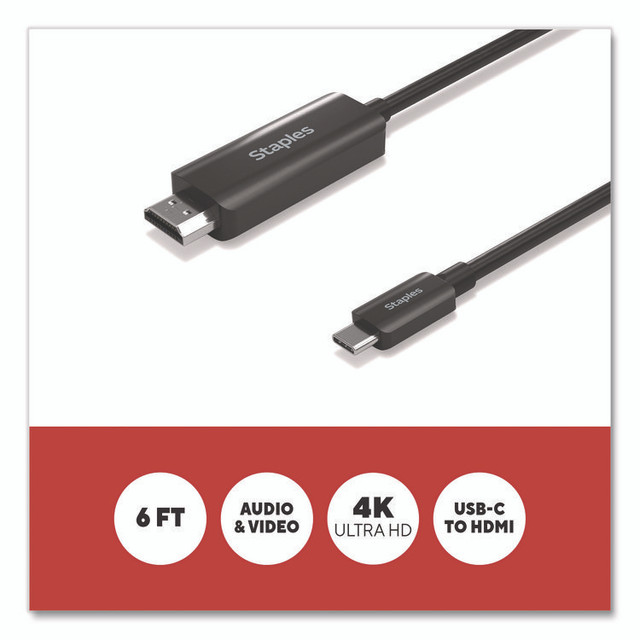 STAPLES BRANDS GROUP TECH ST62472 USB-C to HDMI Audio/Video Cable, 6 ft, Black