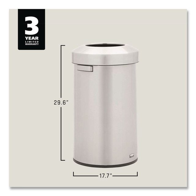 RUBBERMAID COMMERCIAL PROD. 2147584 Refine Series Waste Receptacle, 23 gal, Plastic/Stainless Steel