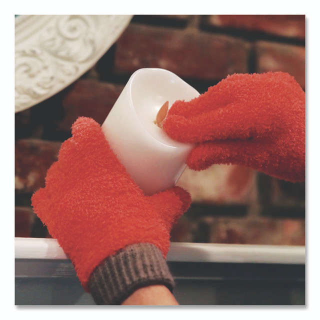 CHAGRINOVATIONS TidyUps TU05711 Microfiber Dusting Gloves and Mitts, Coral with Black Cuffs, 2 Gloves, 2 Mitts