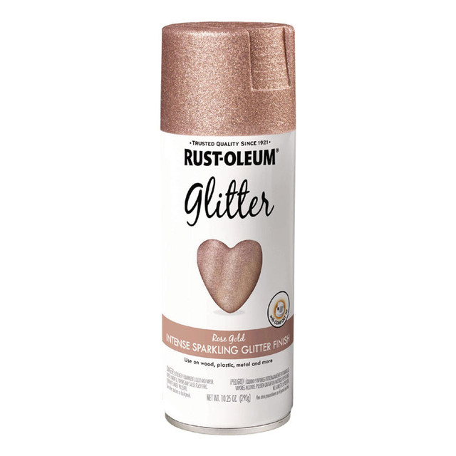 RUST-OLEUM CORPORATION 344697 Specialty Glitter Spray Paint, Glitter Rose Gold, 10.25 oz Aerosol Can, 6/Carton