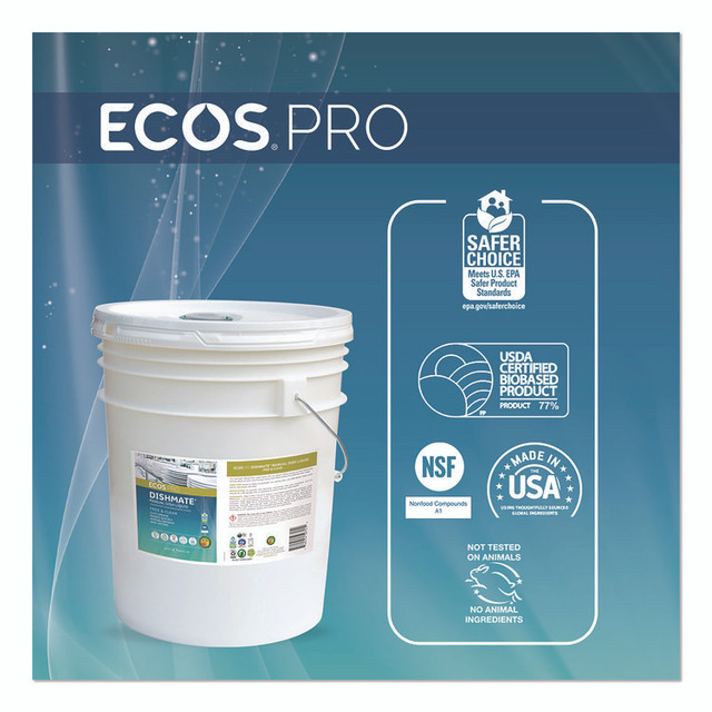 EARTH FRIENDLY PRODUCTS ECOS® PL972105 Dishmate Manual Dish Liquid, Free and Clear, 5 gal Pail