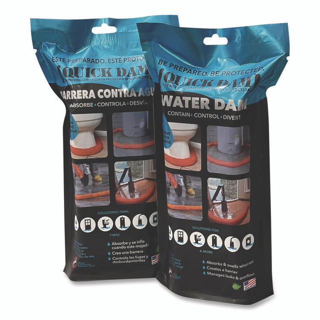 ABSORBENT SPECIALTY PRODUCTS Quick Dam WUB281ES Water Dams, 2.5" x 8 ft x 2.5"