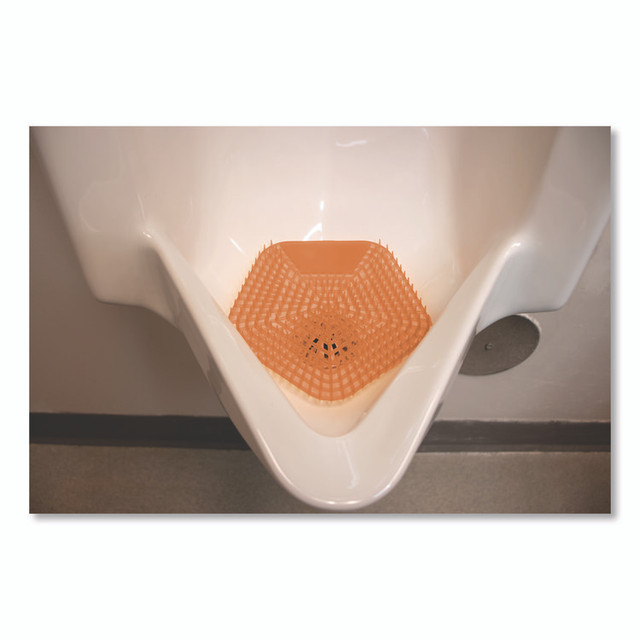 BOARDWALK 1006 Anti-Splash Urinal Screen, Mango Mist Scent, Orange, 0.11 oz, 10/Box