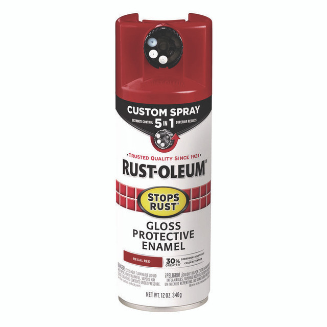 RUST-OLEUM CORPORATION 376895 Stops Rust 5-in-1 Spray Paint, Gloss Regal Red, 12 oz Aerosol Can, 6/Carton