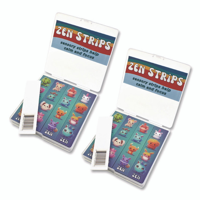 THE PENCIL GRIP TPG Creations™ 89280 Bumpy Cuties Zen Strips, Ages 6 and Up, Assorted Colors on Turquoise Field, 80/Carton