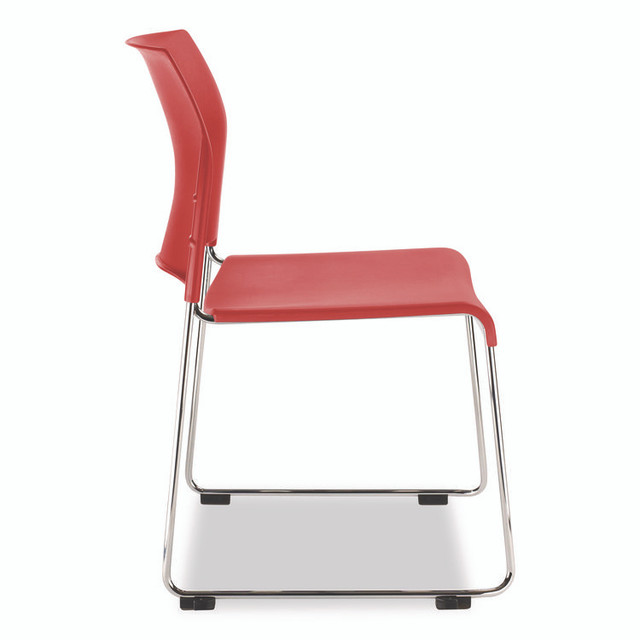 NATIONAL PUBLIC SEATING NPS® 881711174 8800 Series Cafetorium Plastic Stack Chair, Supports Up to 500 lb, 18" Seat Height, Red Seat, Red Back, Chrome Base, 4/Carton