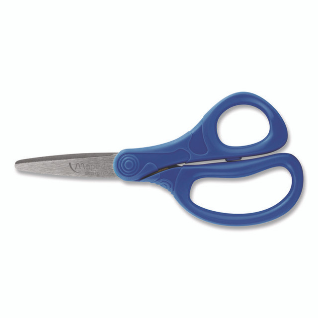 MAPED HELIX 480249 Essential Pointed School Scissors School Pack, Pointed Tip, 5.35" Long, 2" Cut Length, Straight Assorted Handle, 12/Pack