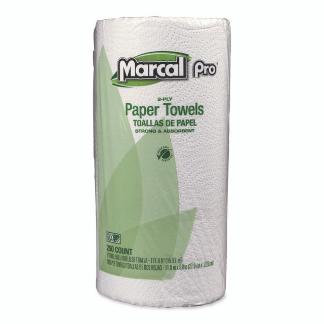 SOUNDVIEW Marcal® 250HC 100% Premium Recycled Kitchen Roll Towels, 2-Ply, 11 x 8.8, White, 12 Rolls/Carton