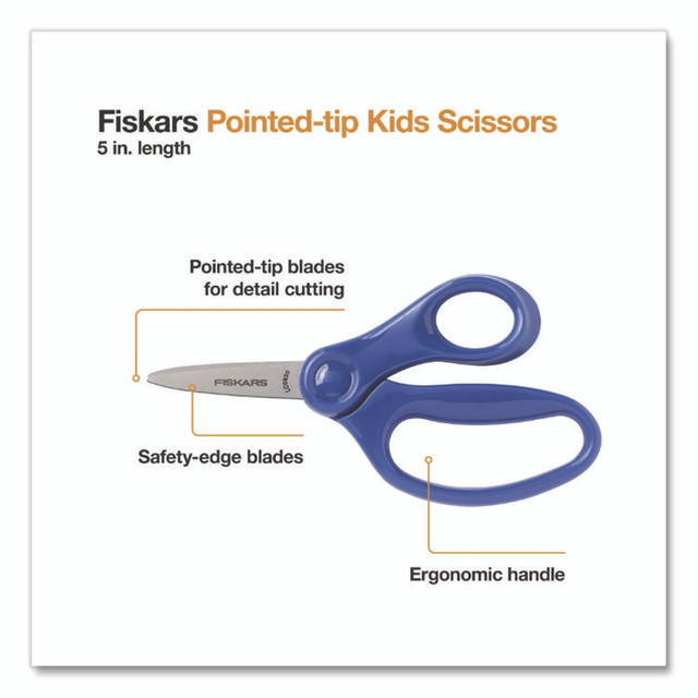 FISKARS MANUFACTURING CORP 1067001 Kids Scissors Classpack, 5" Long, Straight Assorted Handle Colors, 12/Pack