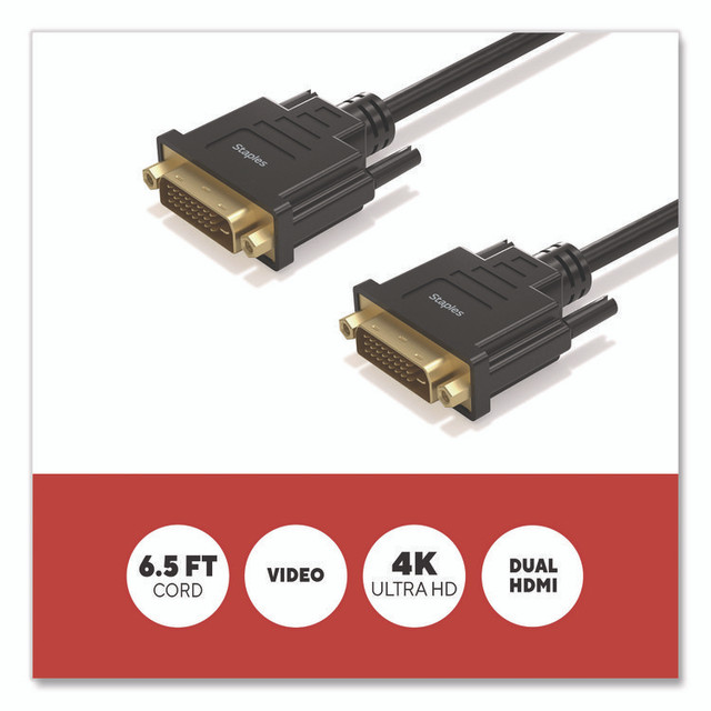STAPLES BRANDS GROUP TECH ST62473 DVI-D to DVI-D Cable, 6.5 ft, Black