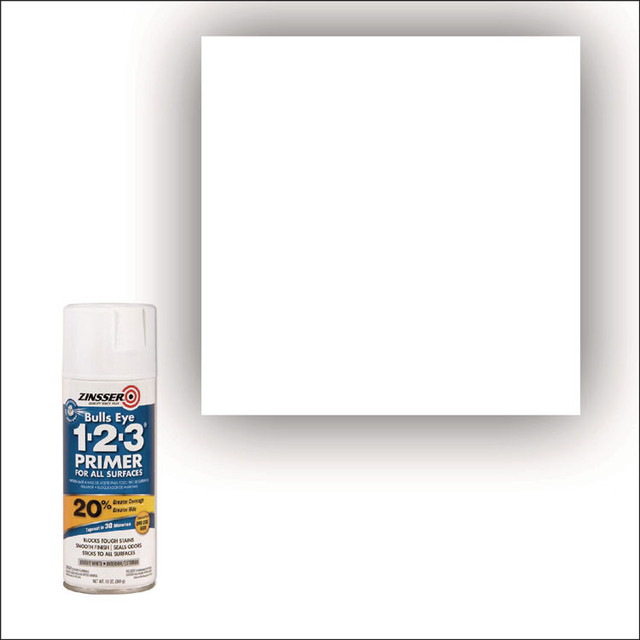 RUST-OLEUM CORPORATION Zinsser® 2008 Bulls Eye 1-2-3 Primer Spray, Interior/Exterior, Flat White, 13 oz Aerosol Can, 6/Carton