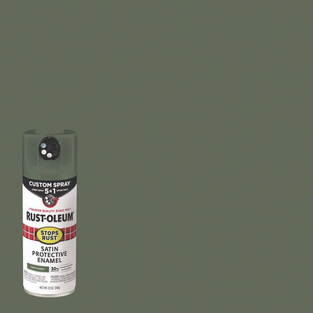 RUST-OLEUM CORPORATION 383421EA Stops Rust 5-in-1 Spray Paint, Satin Earthy Green, 12 oz Aerosol Can