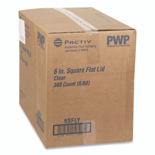 PACTIV EVERGREEN CORPORATION 6SFLY EarthChoice Recycled PET Container Lid, for 6" Square RPET Containers, 6.25 x 0.39 x 6.25, Clear, Plastic, 360/Carton