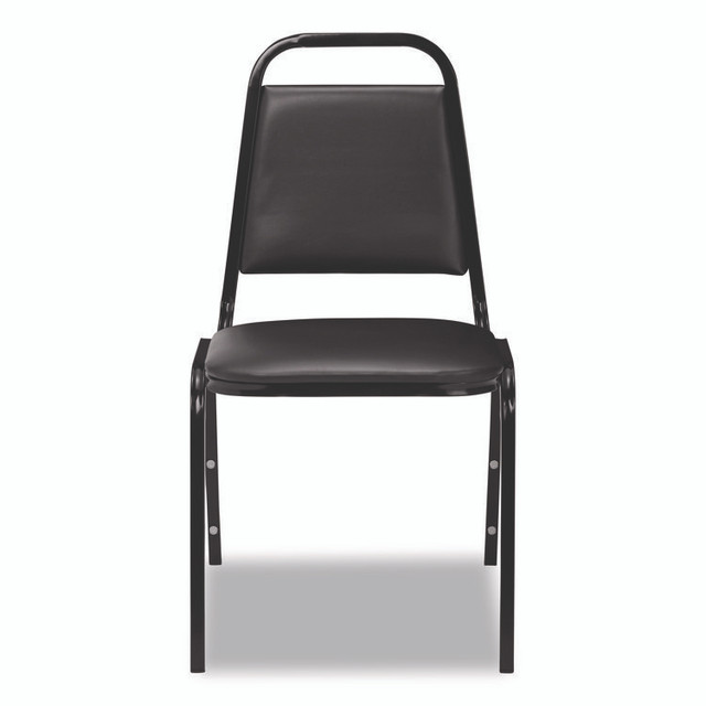 NATIONAL PUBLIC SEATING NPS® 9110B4 9100 Series Vinyl Upholstered Stack Chair, Supports Up to 300 lbs, 18" Seat Height, Black Seat/Back/Base, 4/Carton