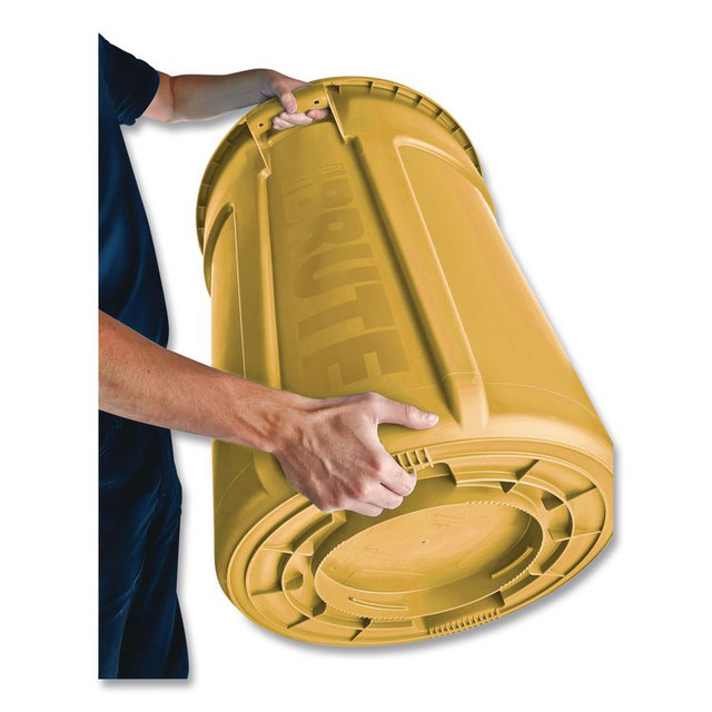RUBBERMAID COMMERCIAL PROD. FG261000YEL Vented Round Brute Container, 10 gal, Plastic, Yellow