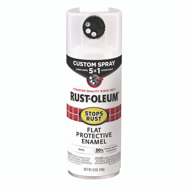 RUST-OLEUM CORPORATION 376856 Stops Rust 5-in-1 Spray Paint, Flat White, 12 oz Aerosol Can, 6/Carton