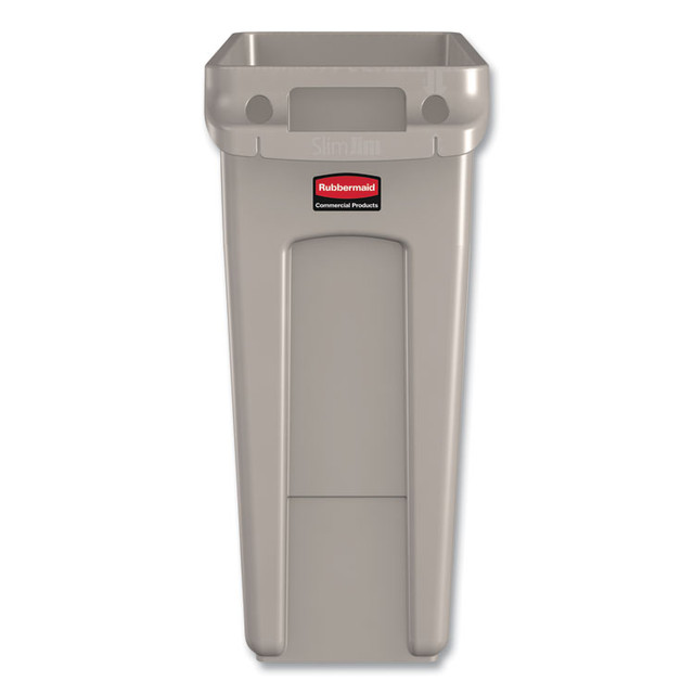 RUBBERMAID COMMERCIAL PROD. 1971259CT Slim Jim with Venting Channels, 16 gal, Plastic, Beige, 4/Carton