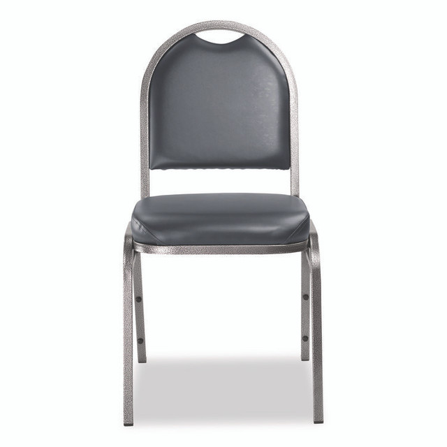 NATIONAL PUBLIC SEATING NPS® 9204SV2 9200 Series Premium Upholstered Stack Chair, Vinyl, Supports 500 lb, 19" Seat Ht, Midnight Blue Seat/Back, Silver Base, 2/PK
