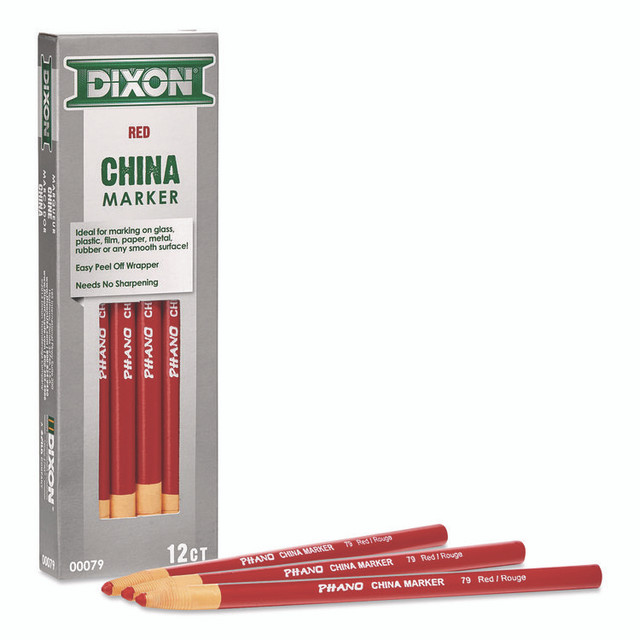 DIXON TICONDEROGA CO. 000790002 China Marker, 0.37" x 7", Red, 12/Pack
