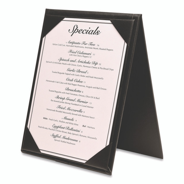 EXCELLO GLOBAL PRODUCTS SPLSMENU5X7A Table-Top Menu Holder, For 5 x 7 Menus, 5.6 x 7.6 Holder, Black