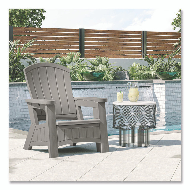 SUNCAST CORPORATION BMAC1000DG Adirondack Chair with Storage, Supports Up to 375 lb, 14.5" Seat Height, 30" x 32.5" x 38.5", Dove Gray