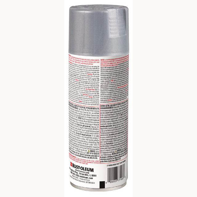 RUST-OLEUM CORPORATION 7716830 High Heat Enamel Spray Paint, Flat Silver, 12 oz Aerosol Can, 6/Carton